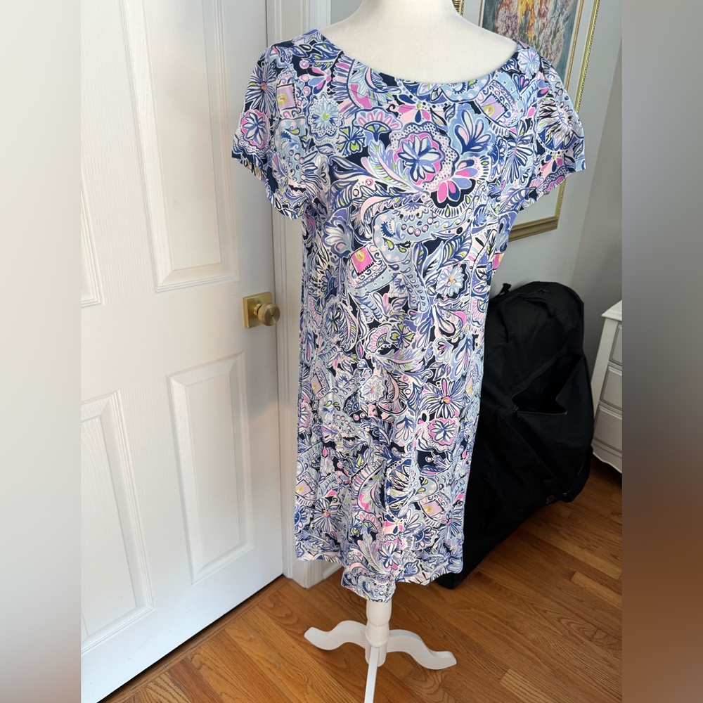 Lilly Pulitzer Tropical Print Dress in Blue and Pink